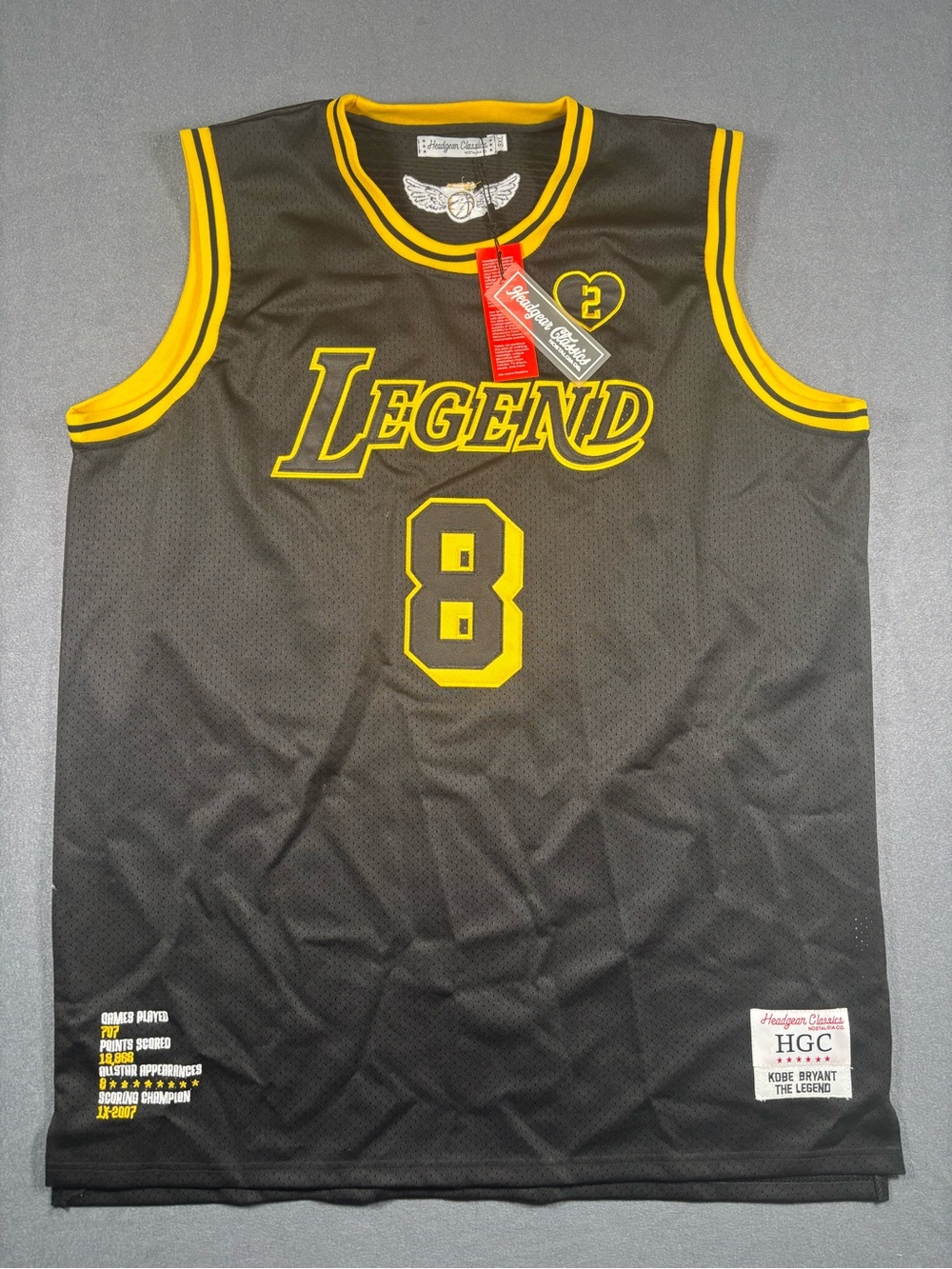 Men's Kobe Bryant Legend Mamba Jersey Headgear Classics Black/ Yello Size 3XL